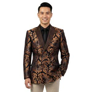 Empire™ (TV Series) Double-Breasted Floral Brocade Blazer – Rust & Black – NWT